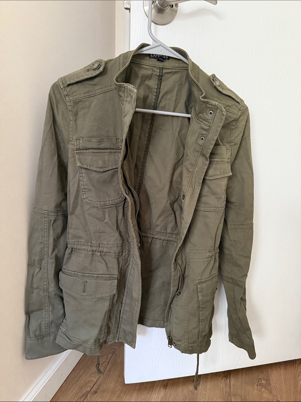 Express Olive Green Military Utility Jacket - Unbranded